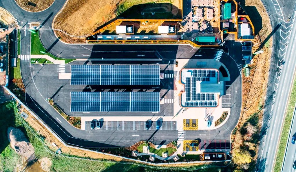 Solar roof car park for dedicated EV charging